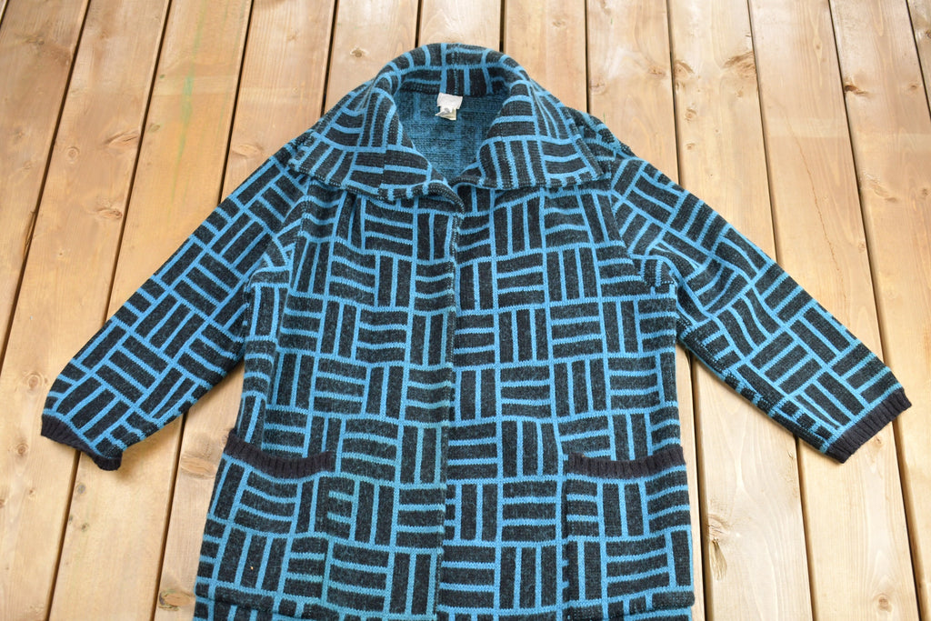 Vintage 1980s European Star Virgin Wool Knit Long Coat