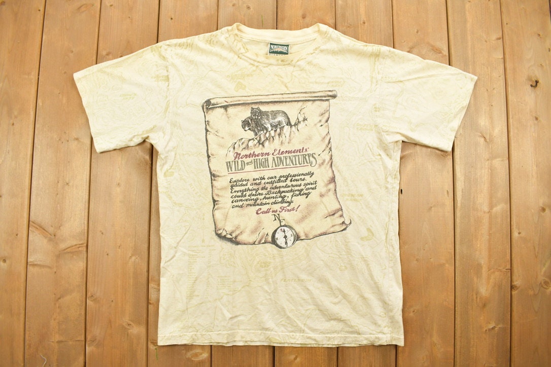 Vintage 1990s Northern Elements Wild Adventures Graphic T-Shirt