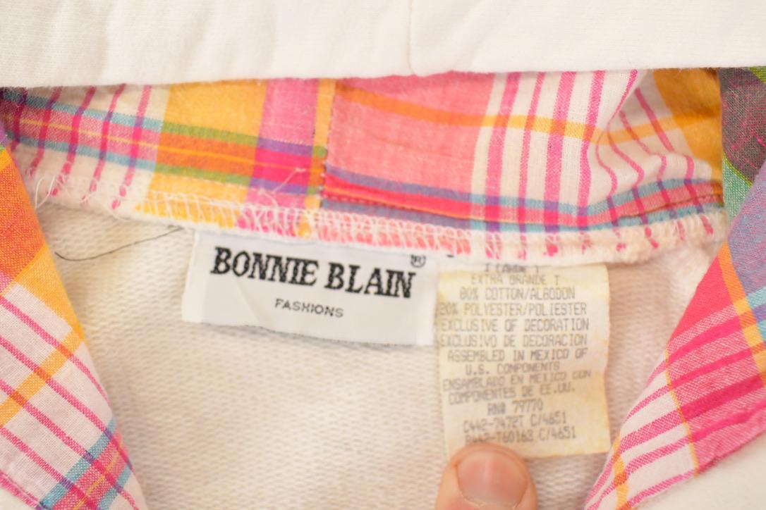 Vintage 1990s Bonnie Blain Plaid Golf Embroidered Hoodie Shirt Womens XL / Made In USA / 90's Destination Golfing Shirt