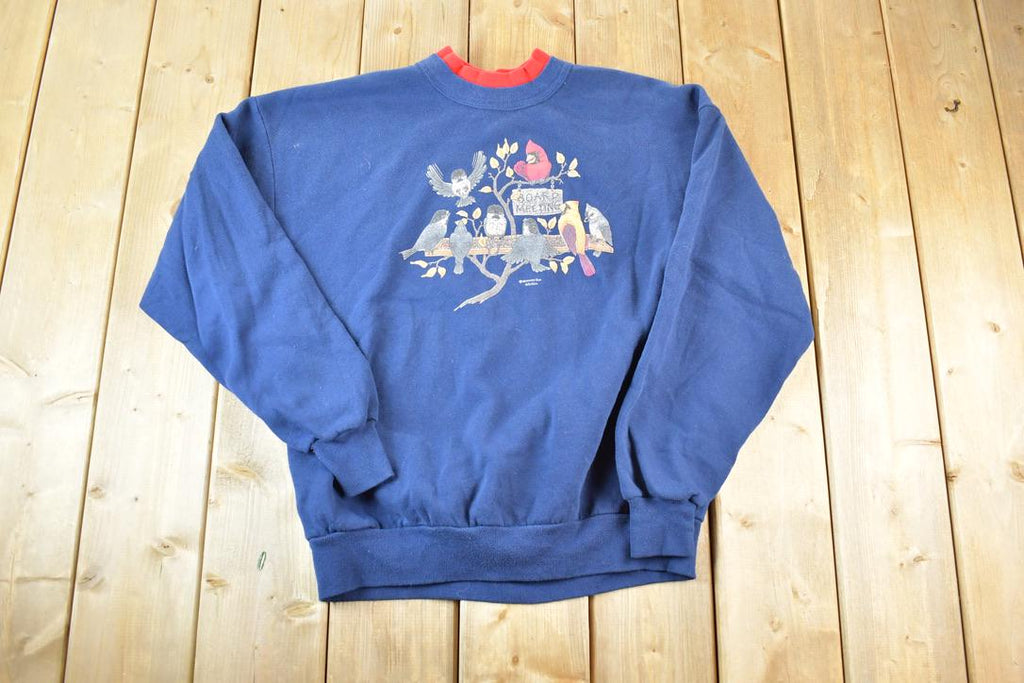 Vintage 1990s Bird Board Meeting Souvenir Crewneck Sweatshirt Made In USA