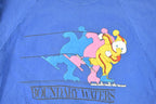 Vintage 1980s Jerzees Boundary Waters Speed Skating Cartoon Graphic Print Crewneck Sweatshirt Men's S