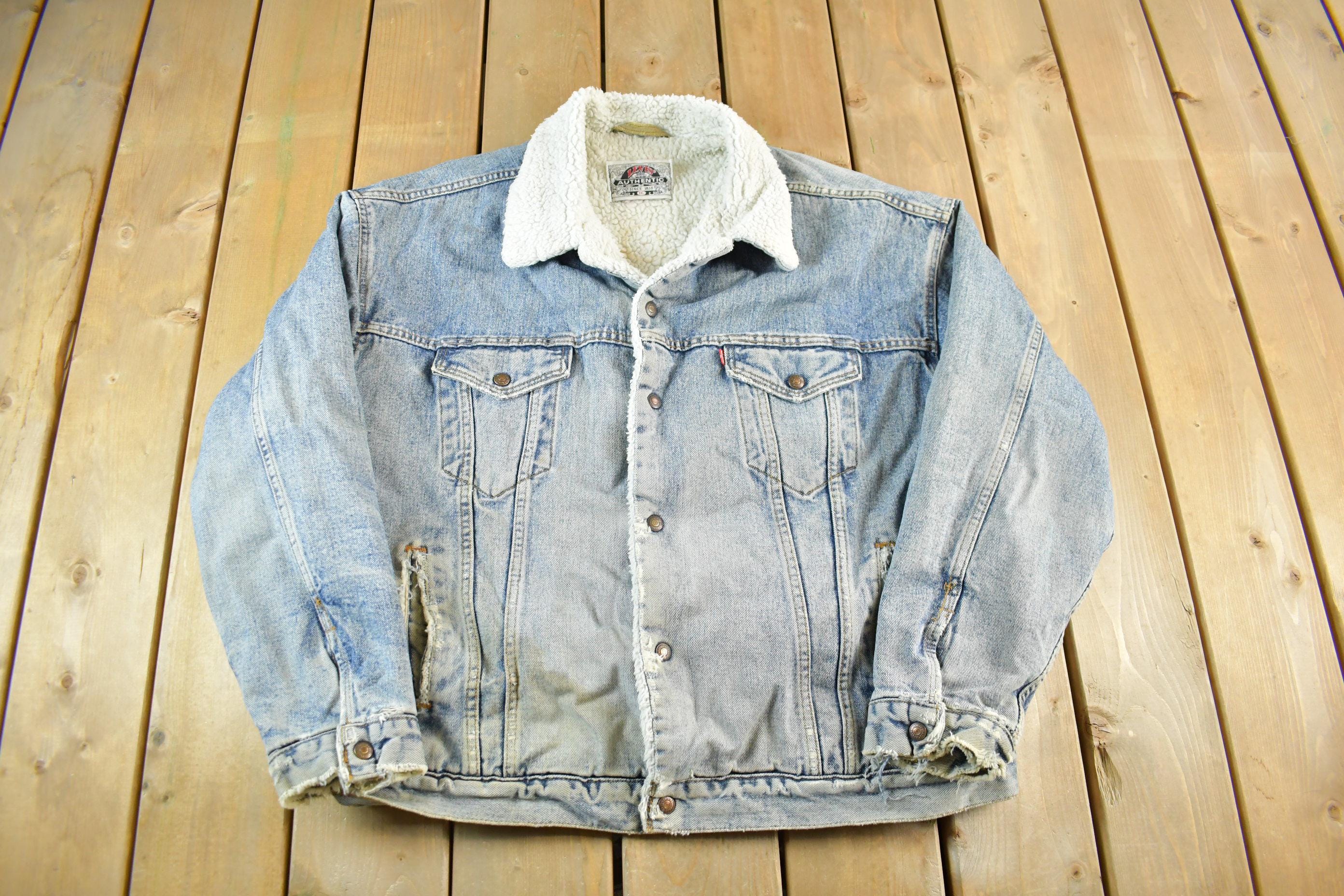 Vintage 1980s Levi's Sherpa Lined Denim Jean Jacket Men's 2XL