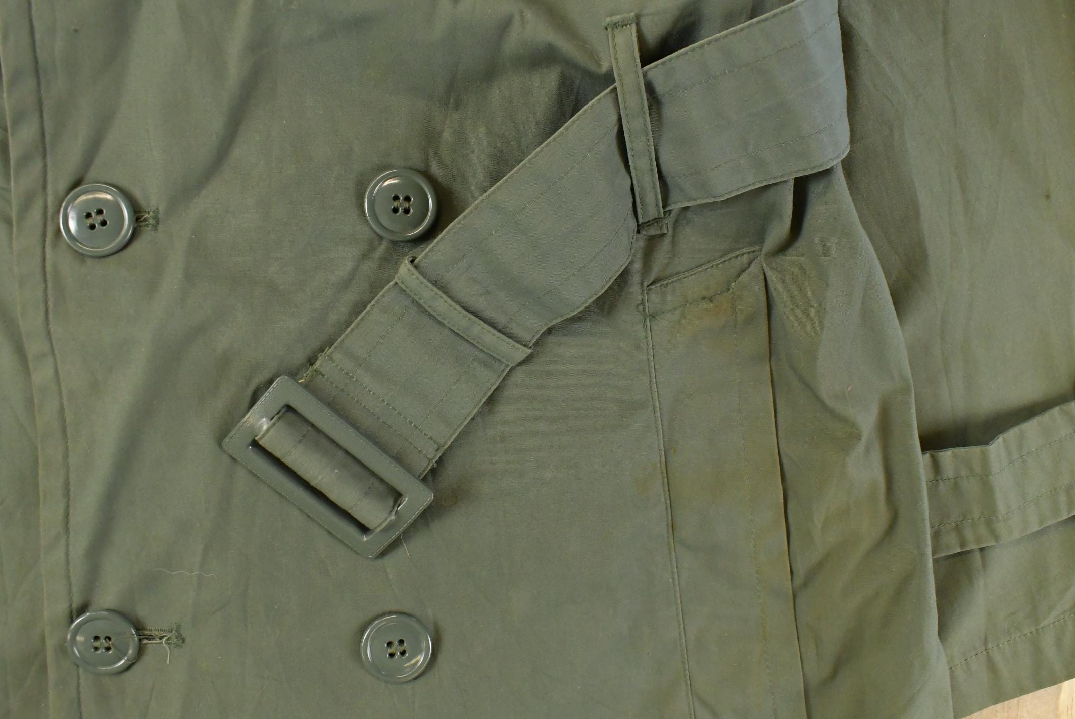 Vintage 1970s Military Overcoat Trench Jacket Men's XS
