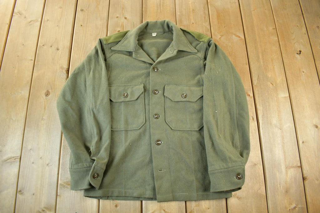 Vintage 1960s 1970s Military Wool Shirt Jacket Men's Small