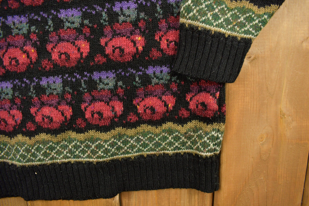 Vintage 1980s Knitted Floral Mi Ki Knit Sweater