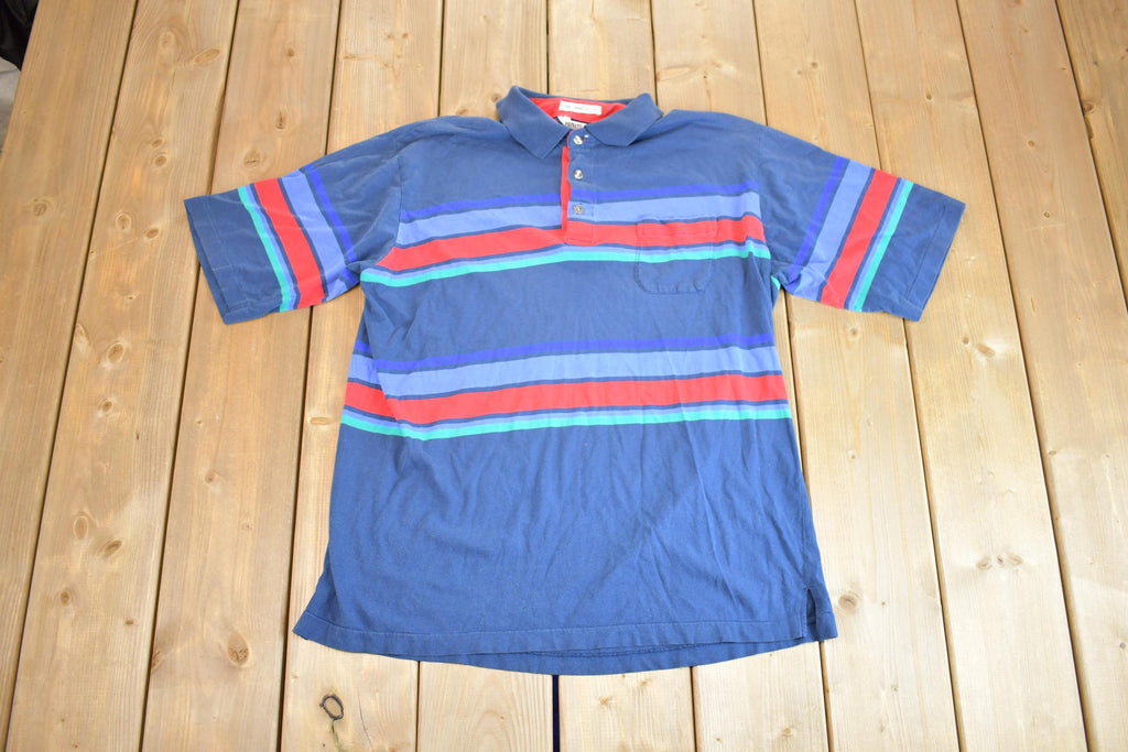 Vintage 1980s Private Club Collection Quarter Striped Golf Casual Button Up Shirt
