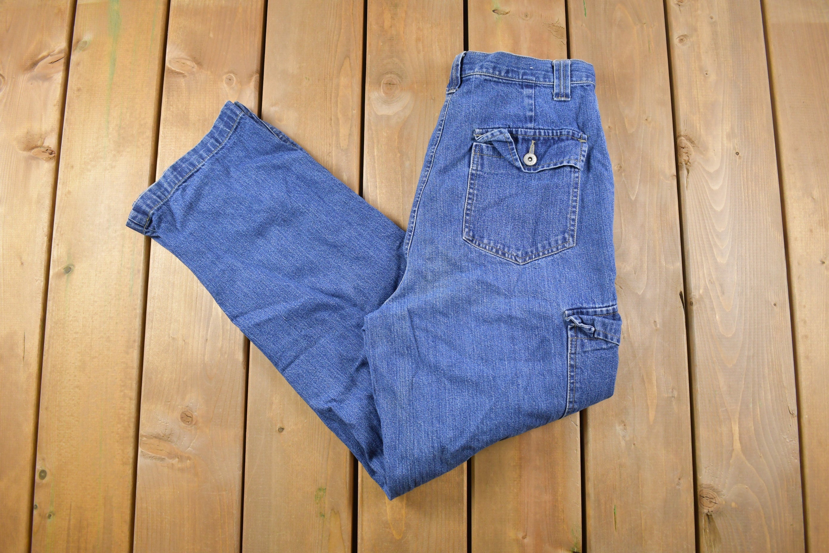 Vintage 1990s Bill Blass Cargo Denim Jeans Size 31 x 30