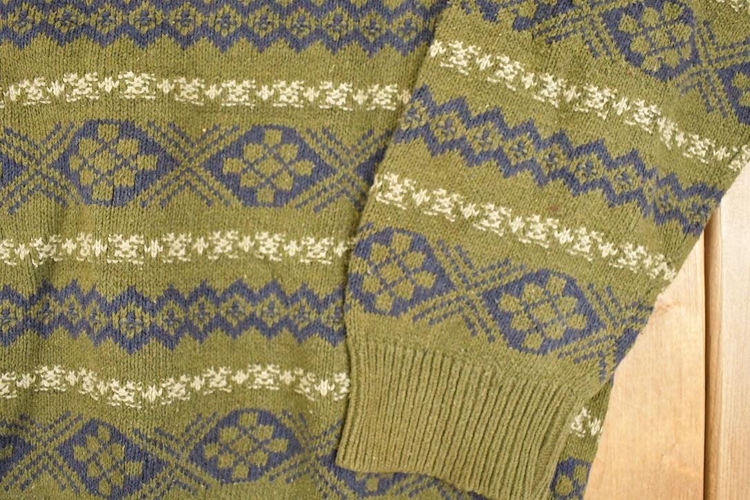 Vintage 1990s Claiborne Abstract Striped Knit Crewneck Sweater Women's XL