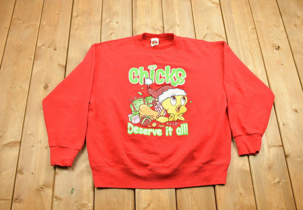 Vintage 1990s Tweety Bird Christmas Graphic Crewneck Sweatshirt
