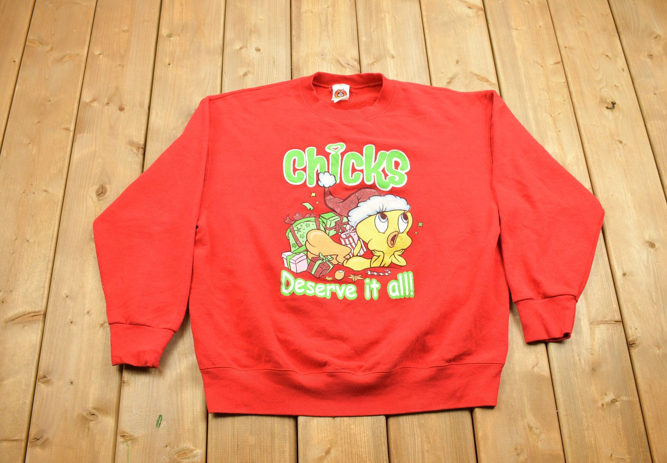 Vintage 1990s Tweety Bird Christmas Graphic Crewneck Sweatshirt