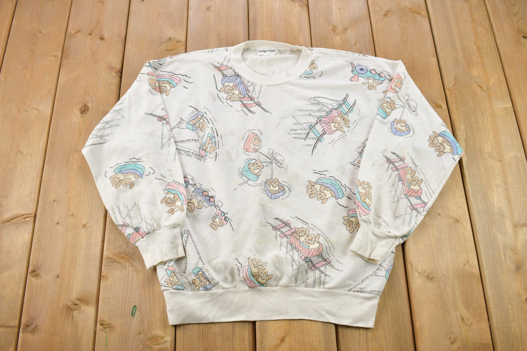 Vintage 1990s Pastel Teddy Bear Crewneck Sweater