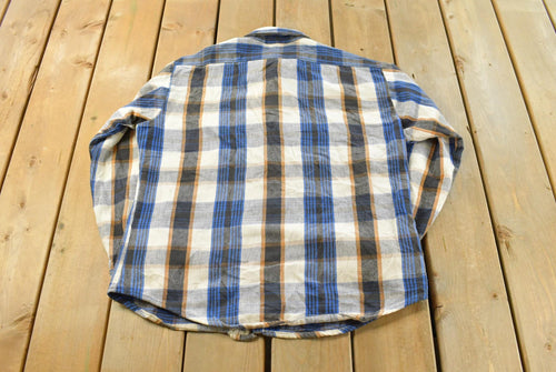 Vintage 1990s Five Brother Plaid Flannel Button Up Shirt Men's L / 90s Button Up / Vintage Flannel / Outdoors / Made in USA