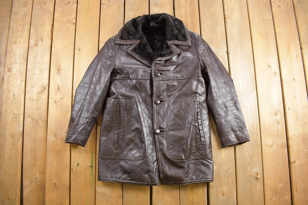Vintage 1980s Faux Fur Lined Leather Jacket