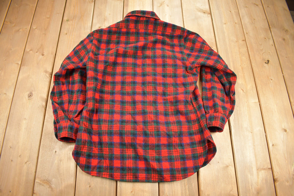Vintage 1950s Pendleton Plaid Flannel Button Up Board Shirt