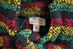 Vintage 1990s Baja Hooded Pullover Striped Knit Poncho Blanket Hoodie