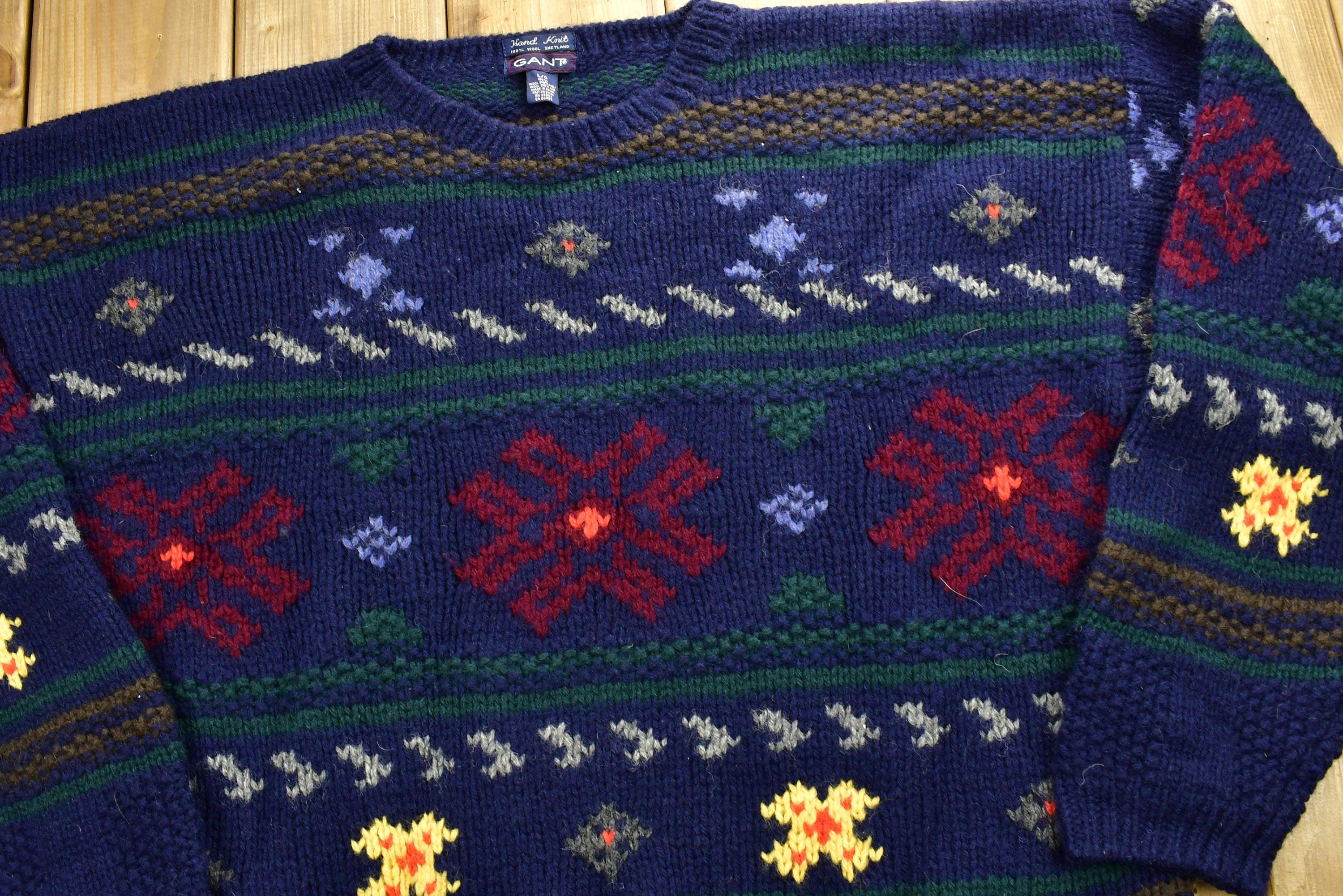 Vintage 90's 100% Wool Hand Knit Sweater
