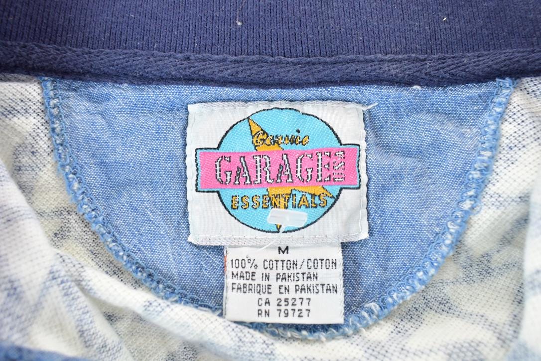 Vintage 1990s Cosmic Garage Abstract Print Quarter Button Long Sleeve Shirt / Vintage Flannel / Plaid Button Up / Cowboy Shirt