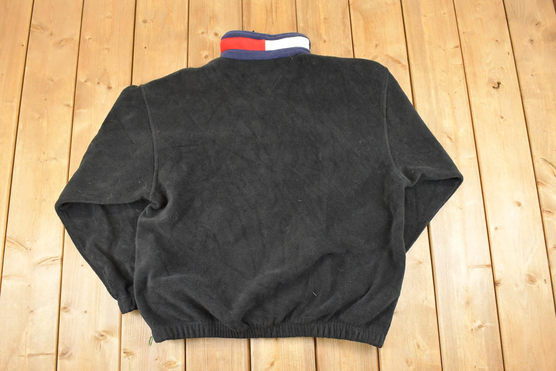 Vintage 1990s Tommy Hilfiger Quarter Zip Fleece Outdoorsman Sweater Men's L  90s Winter Sweatshirt  Fleece Hiking Zip up