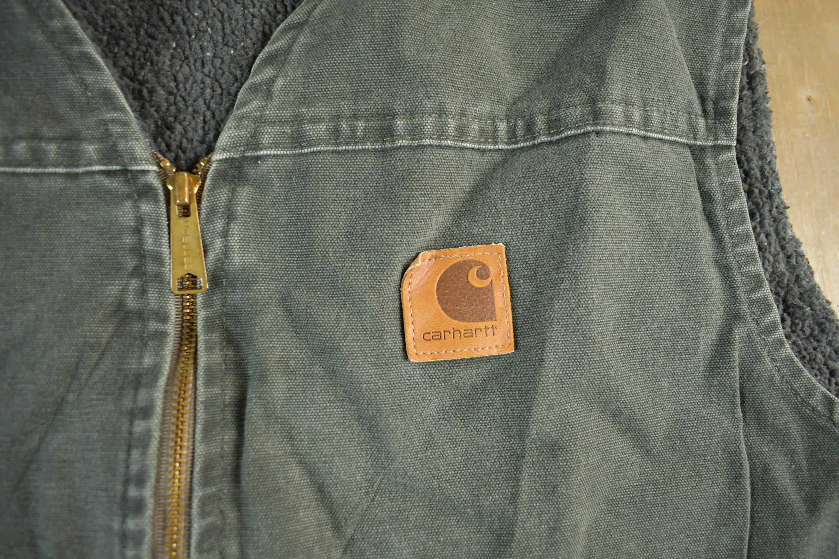 Vintage 1990s Distressed Carhartt Sherpa Lined Jacket Vest Mens XL