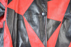 Vintage 1990s Via Accenti Leather Fashion Colour Block Jacket