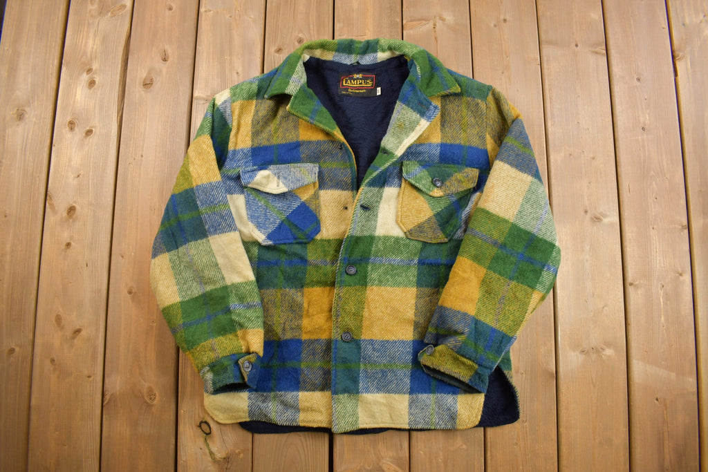 Vintage 1970s Campus Plaid Button Up Shirt