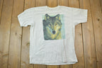 Vintage 1990s Hum Eur Wolf Face Graphic T-Shirt