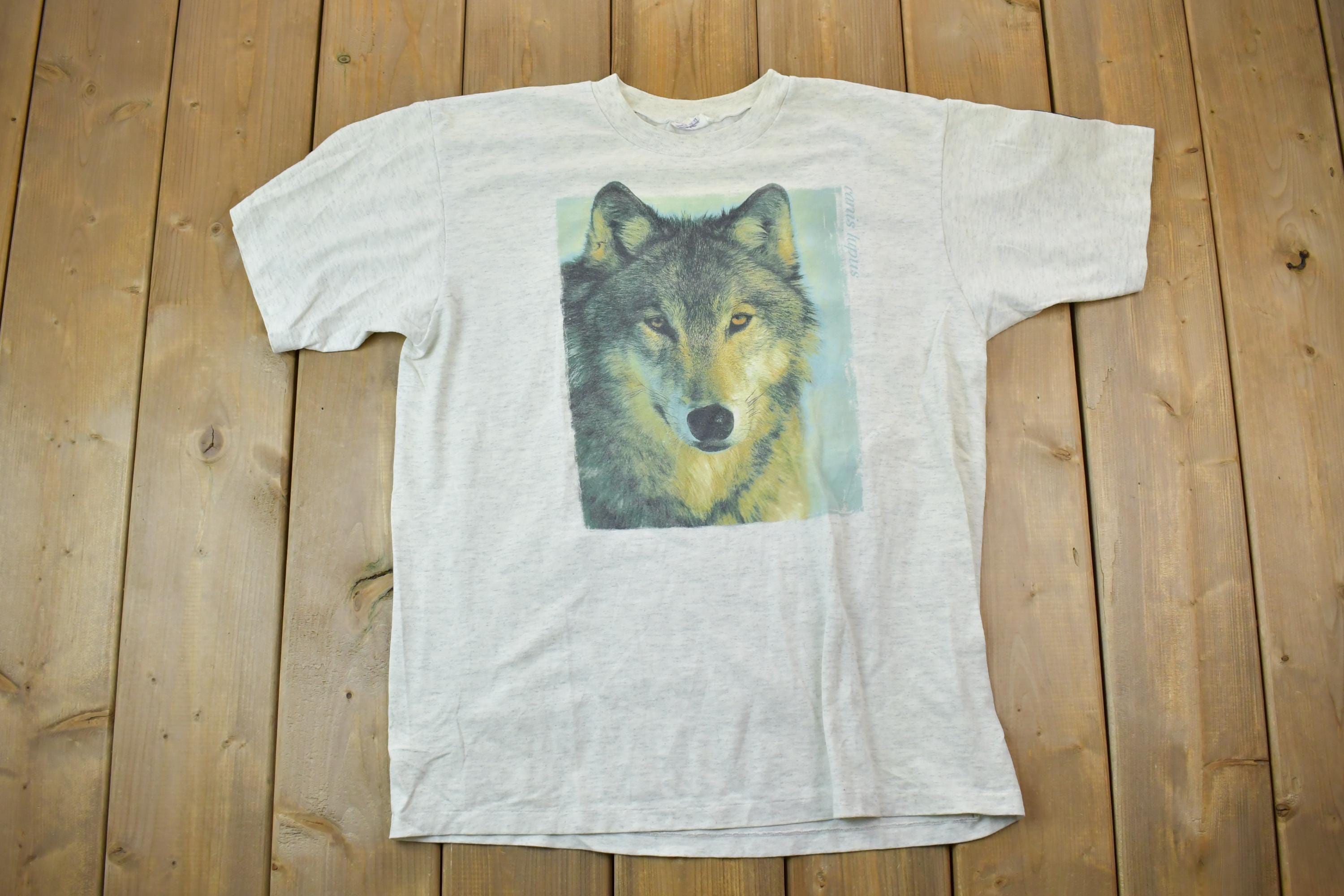 Vintage 1990s Hum Eur Wolf Face Graphic T-Shirt