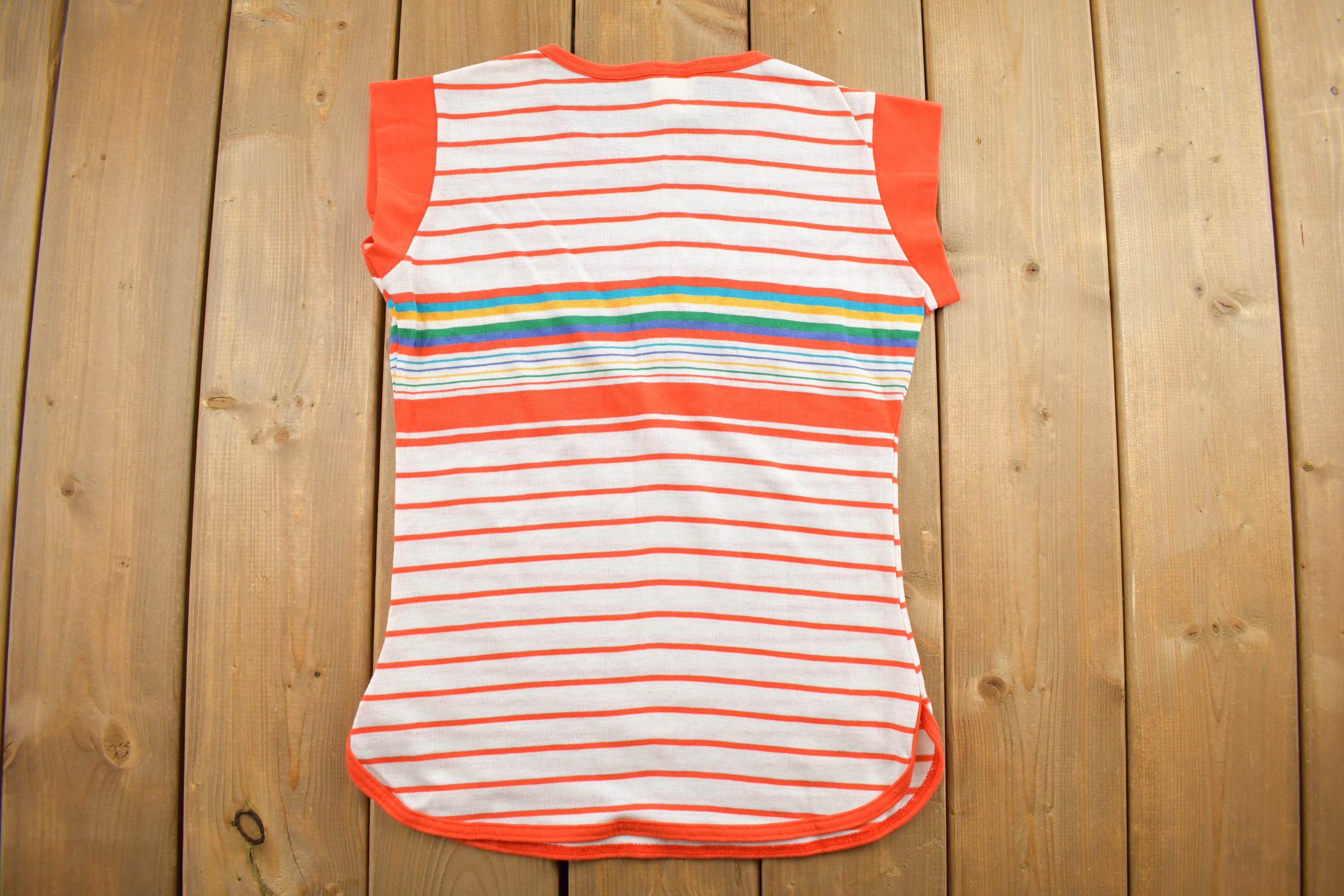Vintage 1990s Striped Crewneck T-shirt Made in USA