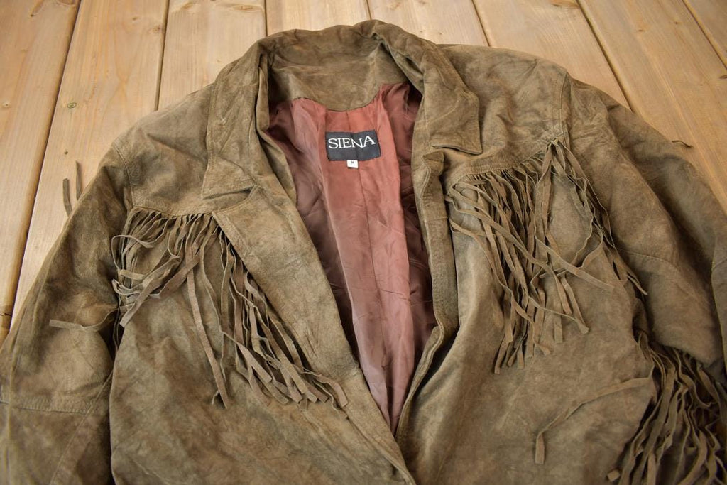 Vintage 1990s Siena Brown Suede Fringe Jacket