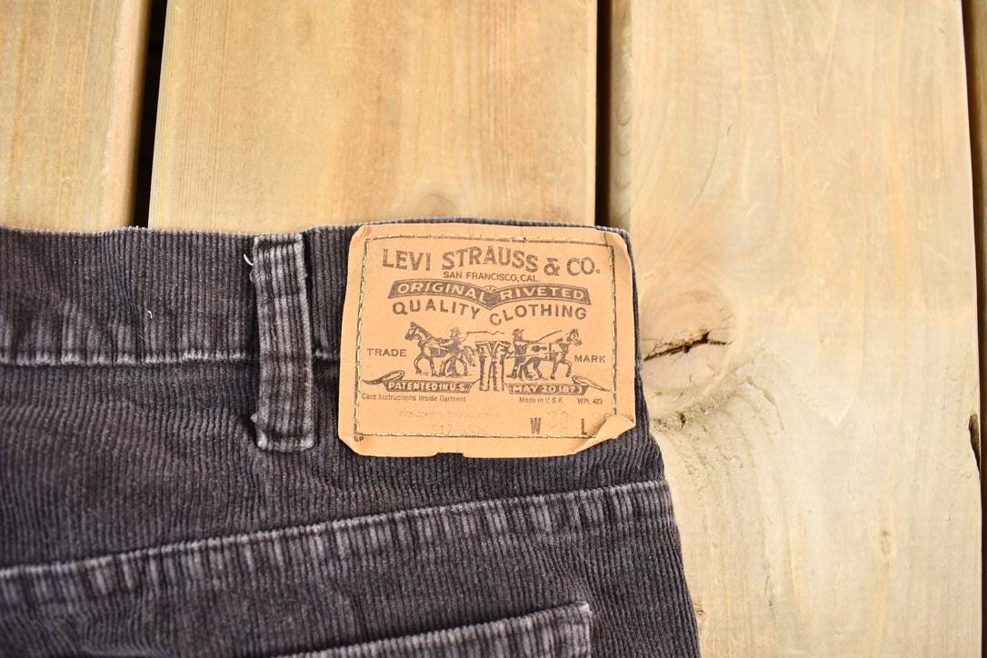 Vintage 1980s Black Corduroy Levis White Tab Denim Jeans Size 3 x 3