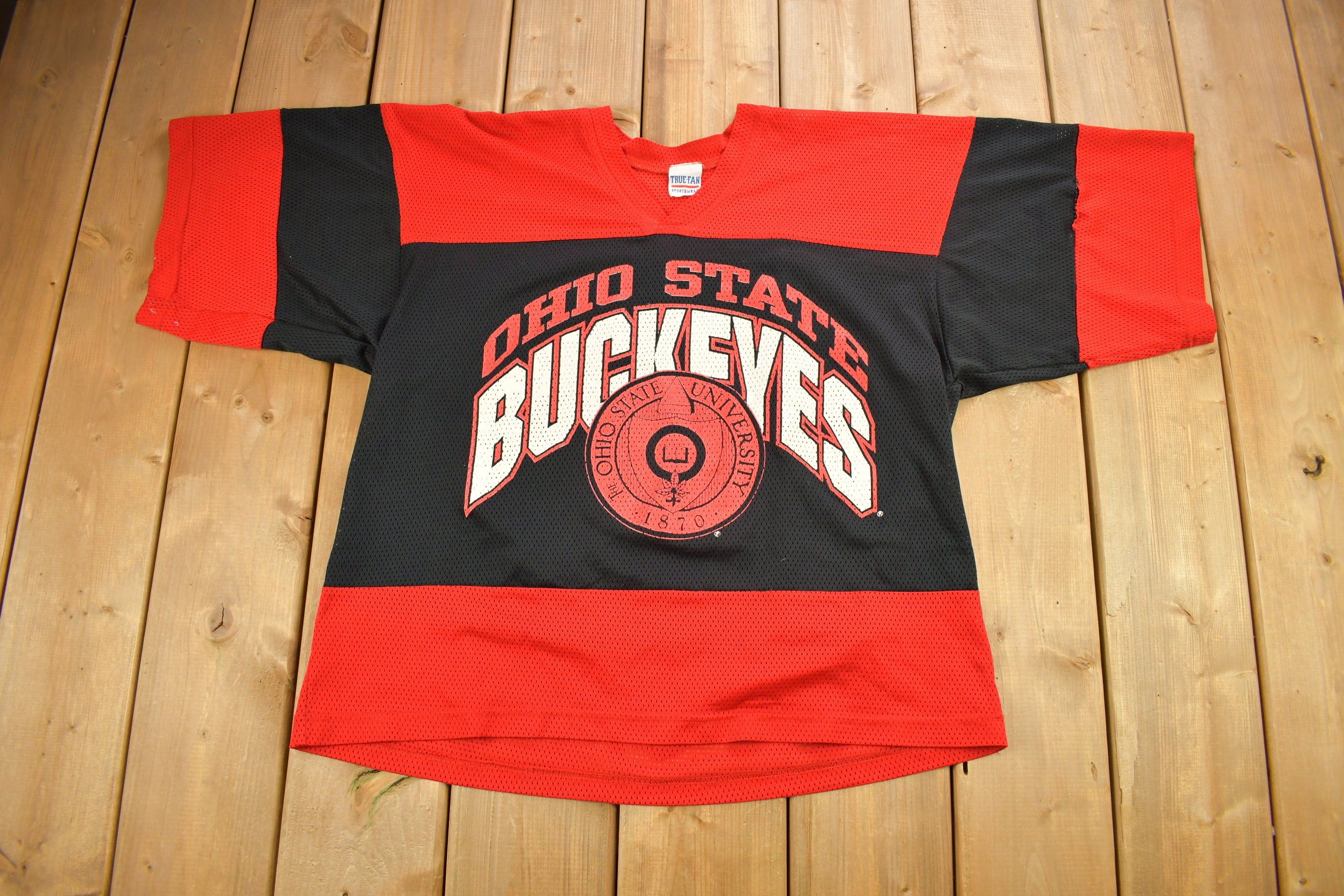 Vintage 1990s Ohio State University Buckeyes Collegiate Jersey Shirt / NCAA Tee / Americana / Sportswear / Buckeyes Jersey