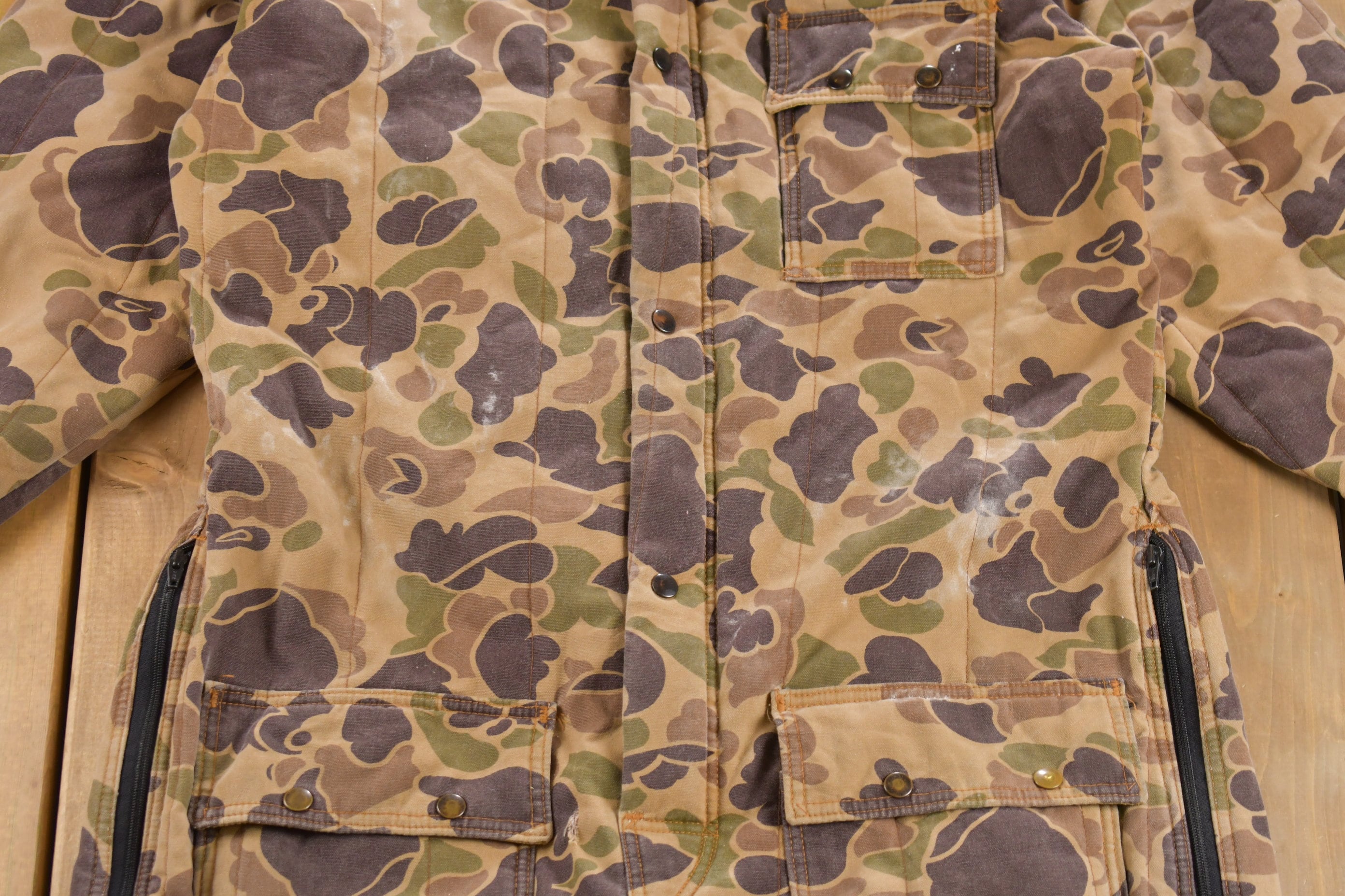 Vintage 1970s Saf T Bak Insulated Duck Camo Coveralls