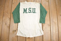 Vintage 1980s Michigan State University Collegiate Champion Raglan Shirt  Vintage Champion  Single Stitch  Made In USA