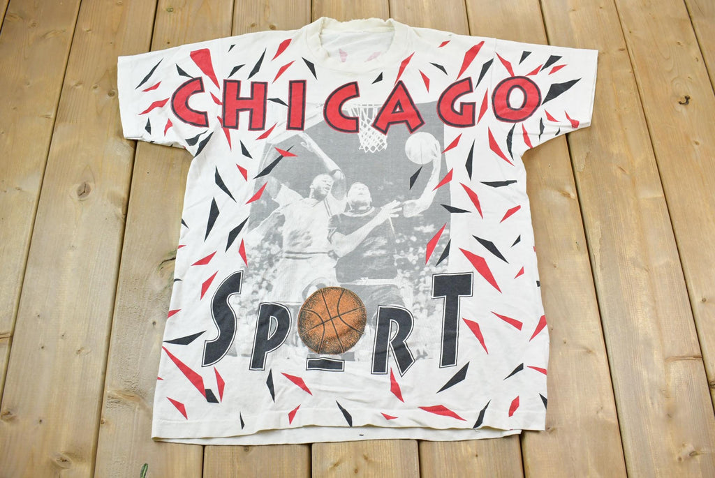 Vintage 1990s Chicago Sport Dennis Rodman Shaq Basketball Graphic T-Shirt