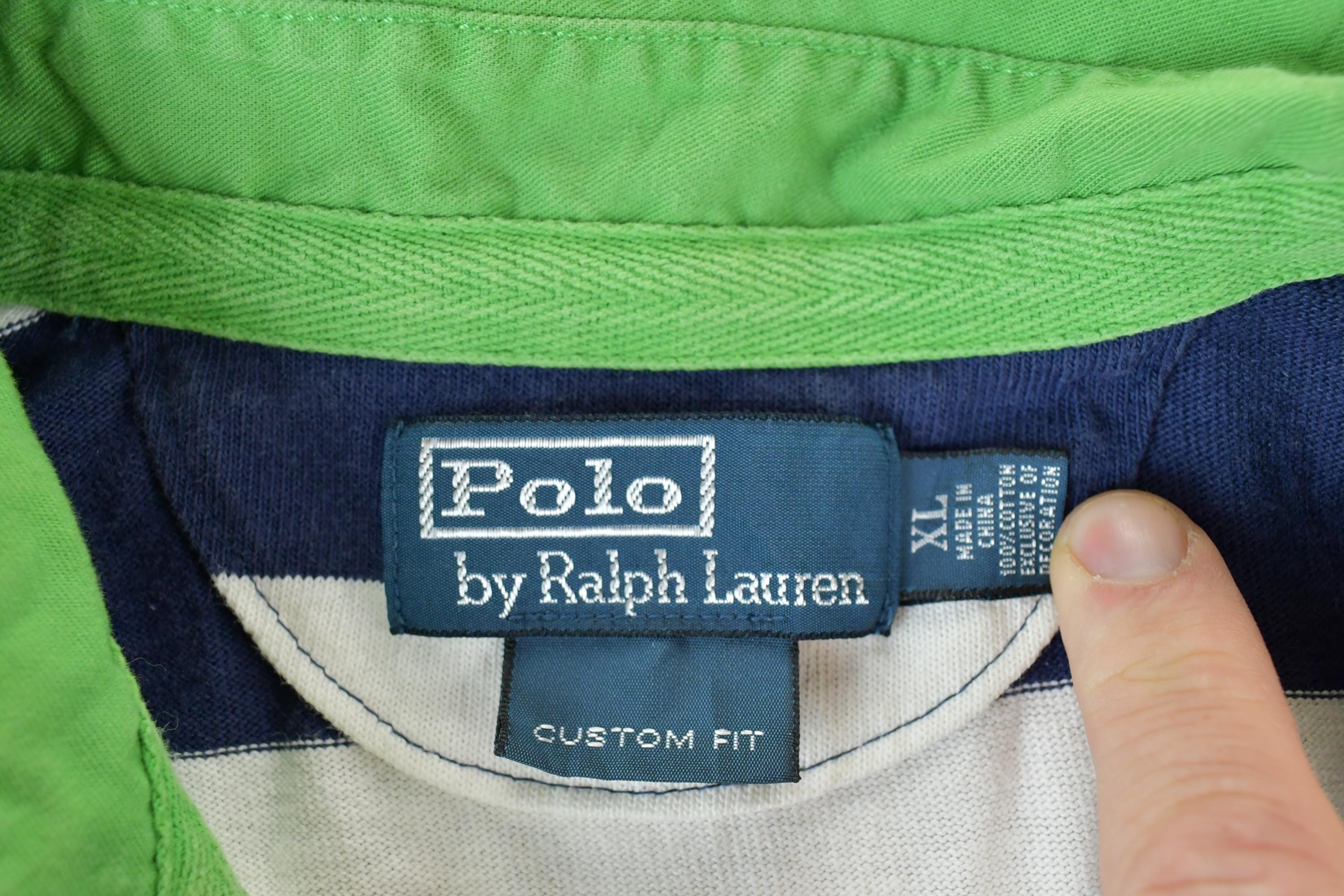 Vintage 1990s Polo By Ralph Lauren Quarter Button Up Long Sleeve Rugby Style Shirt