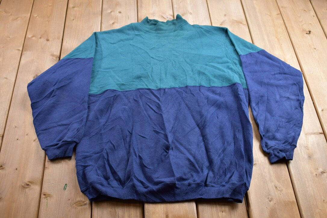 Vintage 1990s Blank Color Block Crewneck Sweatshirt