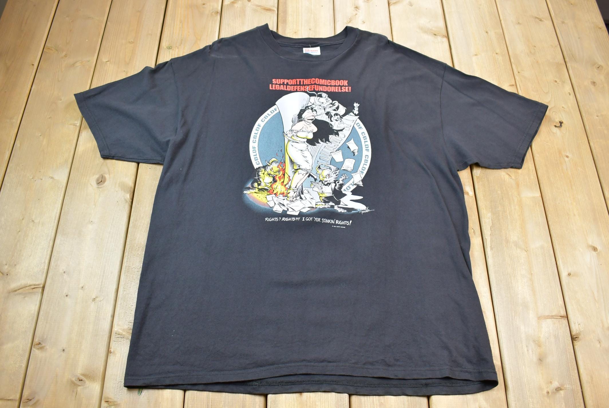 Vintage 1997 CBLDF Comic Book Legal Fund Graphic T-Shirt