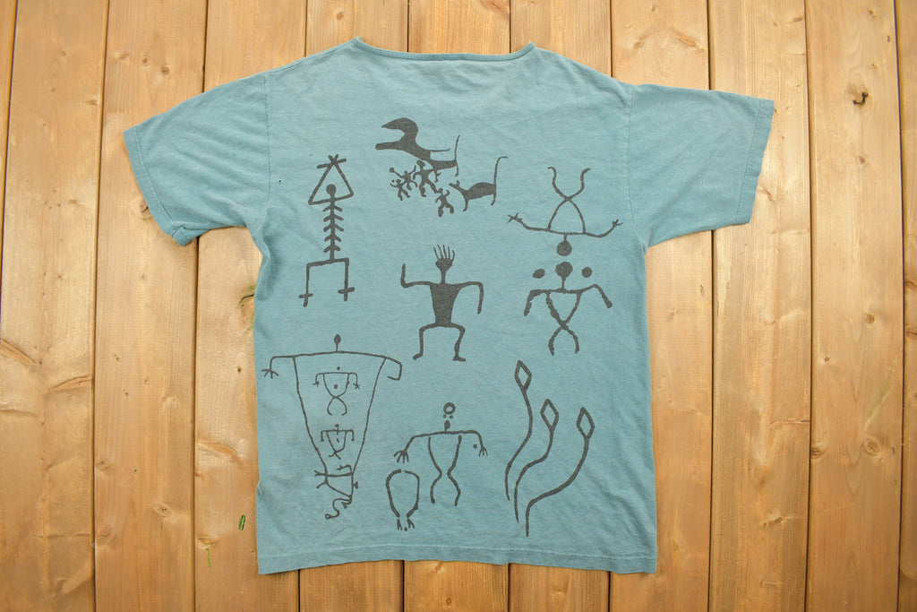 Vintage 1990s Tribal Ocean Themed Graphic T-Shirt  Beach  Retro Style  Made In USA  90s Graphic Tee  Casual Wear  Abstract
