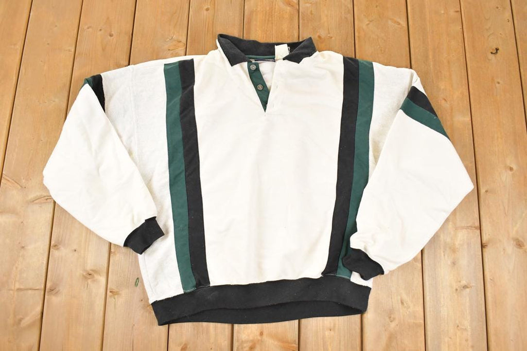 Vintage 1990s Puritan Quarter Button Up Collared Sweater Mens L