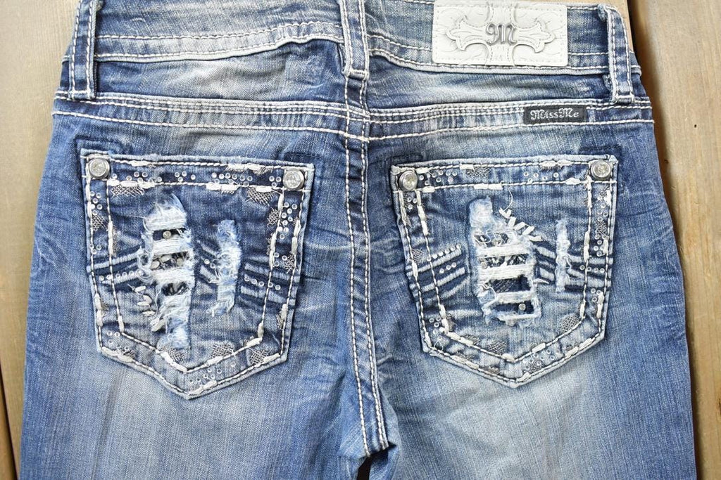 Vintage Y2K Miss Me Bedazzled Low Rise Jeans Size 26x31