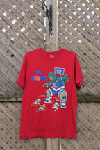 Vintage 1990s The Rookies Cartoon Dinosaur Basketball T Shirt  Double Sided  80s  90s  Streetwear Fashion