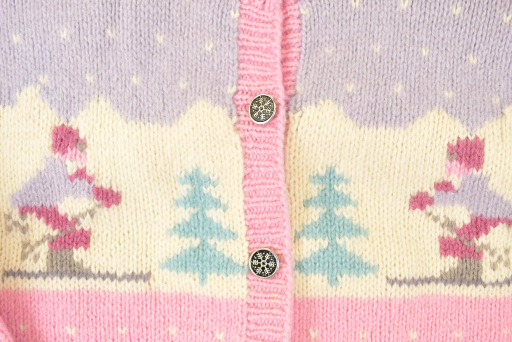 Vintage 1990s Eddie Bauer AOP Ski Wool Knit Cardigan Sweater Women's M