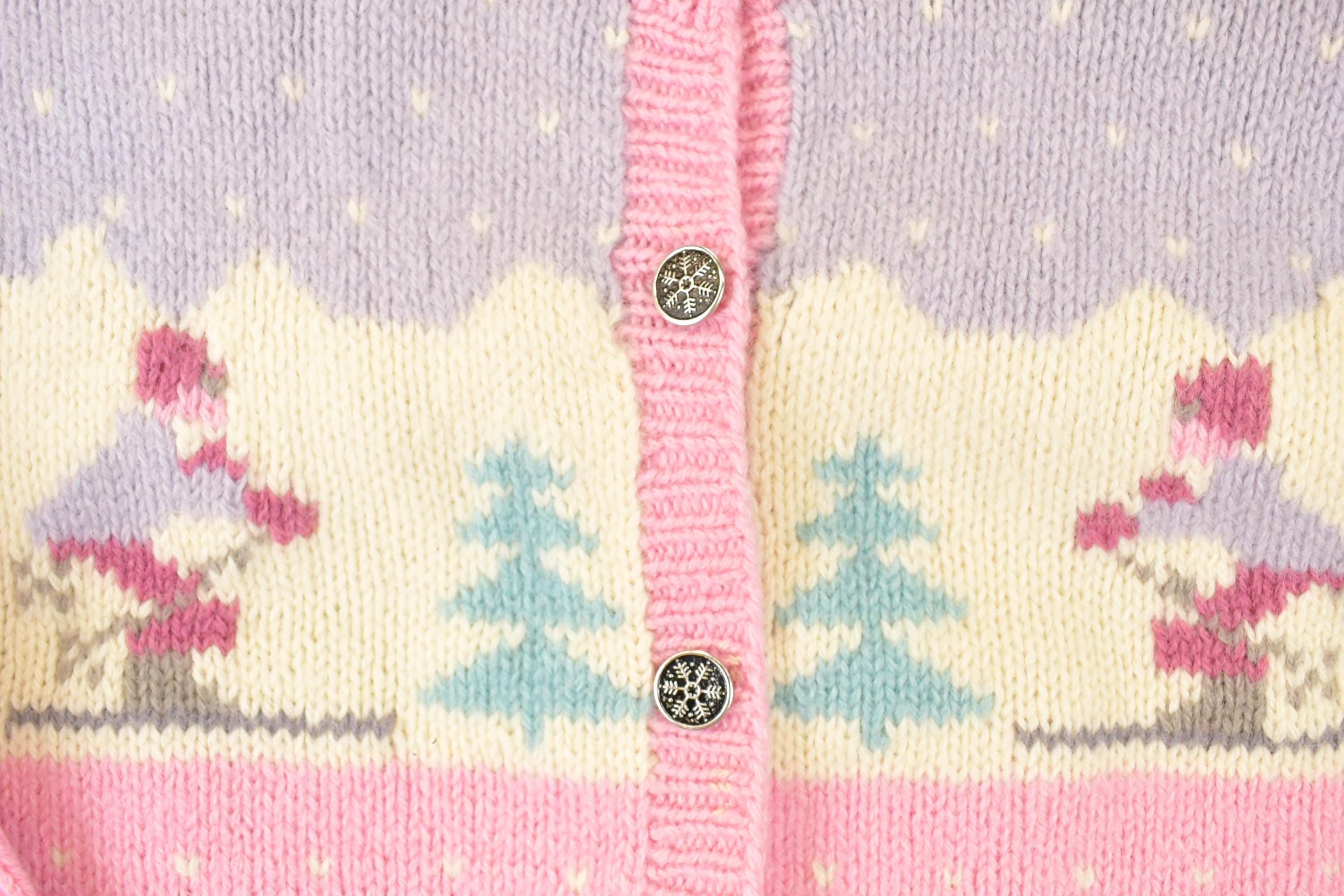 Vintage 1990s Eddie Bauer AOP Ski Wool Knit Cardigan Sweater Women's M