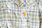 Vintage Y2K Carhartt FR Western Style Plaid Cat 2 Button Up Shirt Men's Large