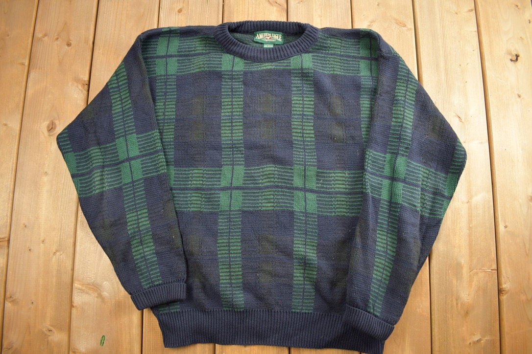 Vintage 1990s American Eagle Knit Crewneck Sweater /