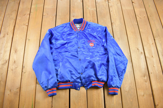 Vintage 1980s Detroit Pistons Bomber Jacket / Snap Button / Streetwear / Souvenir Jacket / Made In USA / Streetwear / NBA