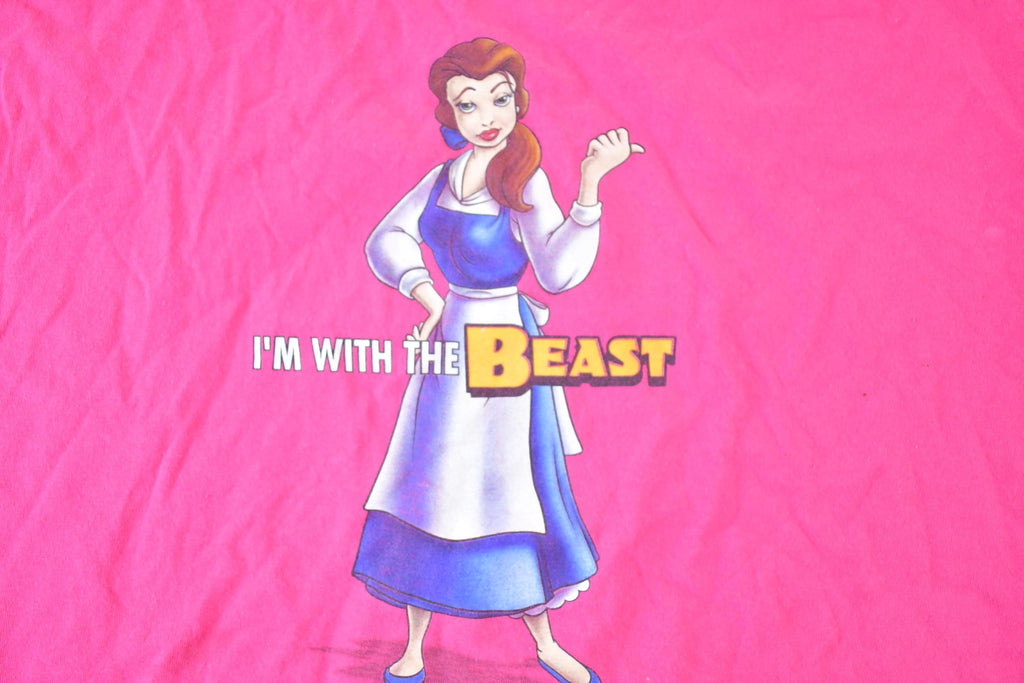 Vintage 1990s Im With Beast Belle Disney Cartoon Promo T-Shirt Mens L
