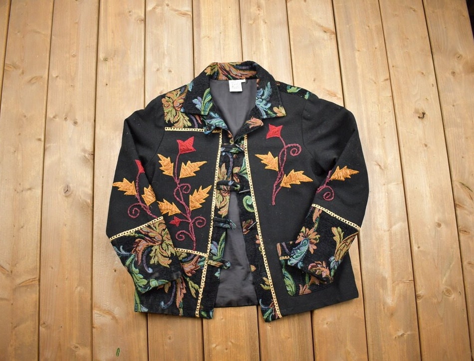 Vintage 1990s Parsley and Sage Colored Knit Button Up Jacket