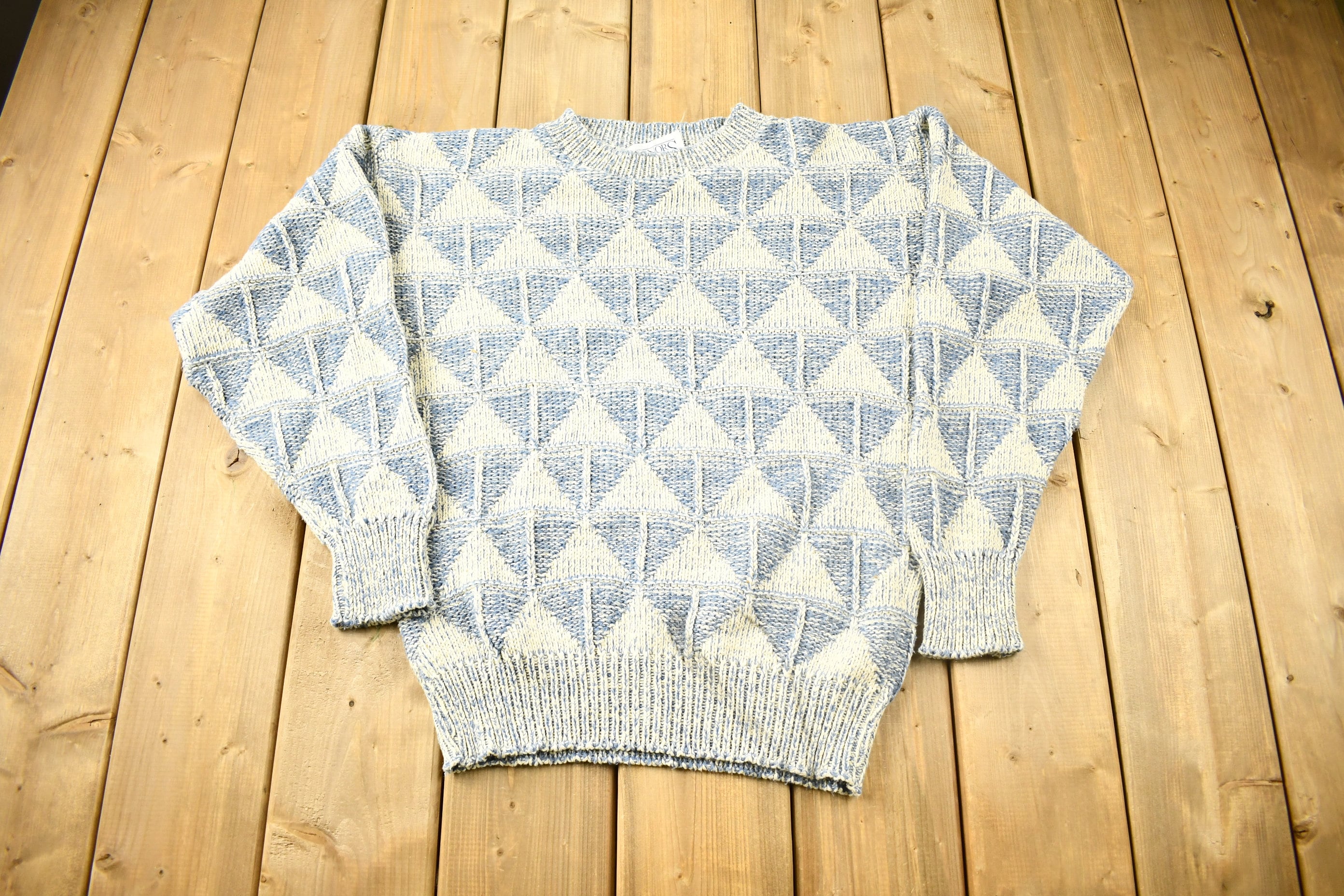 Vintage 1980s Honors 3D Cable Knit Crewneck Sweater /