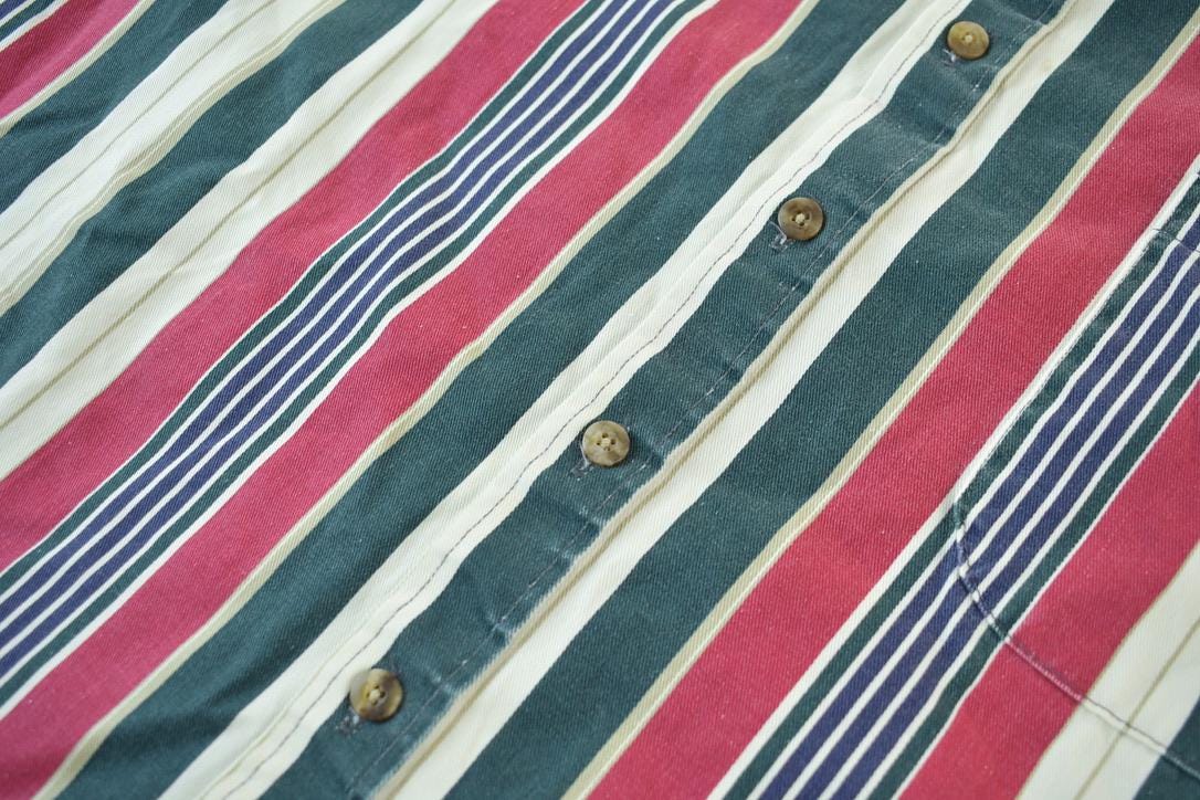 Vintage 1990s Stockton Multicolor Striped Short Sleeve Button Down Shirt